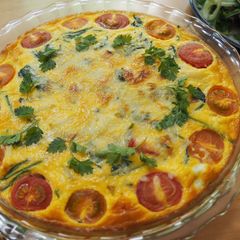 A picture of Quiche Lorraine with Tomatoes and Miso.