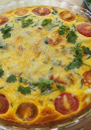 A picture of Quiche Lorraine with Tomatoes and Miso.
