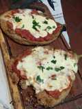 Milanesa de berenjena a la napolitana con puré mixto