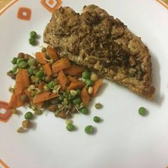 A picture of Grilled chicken with Salad.