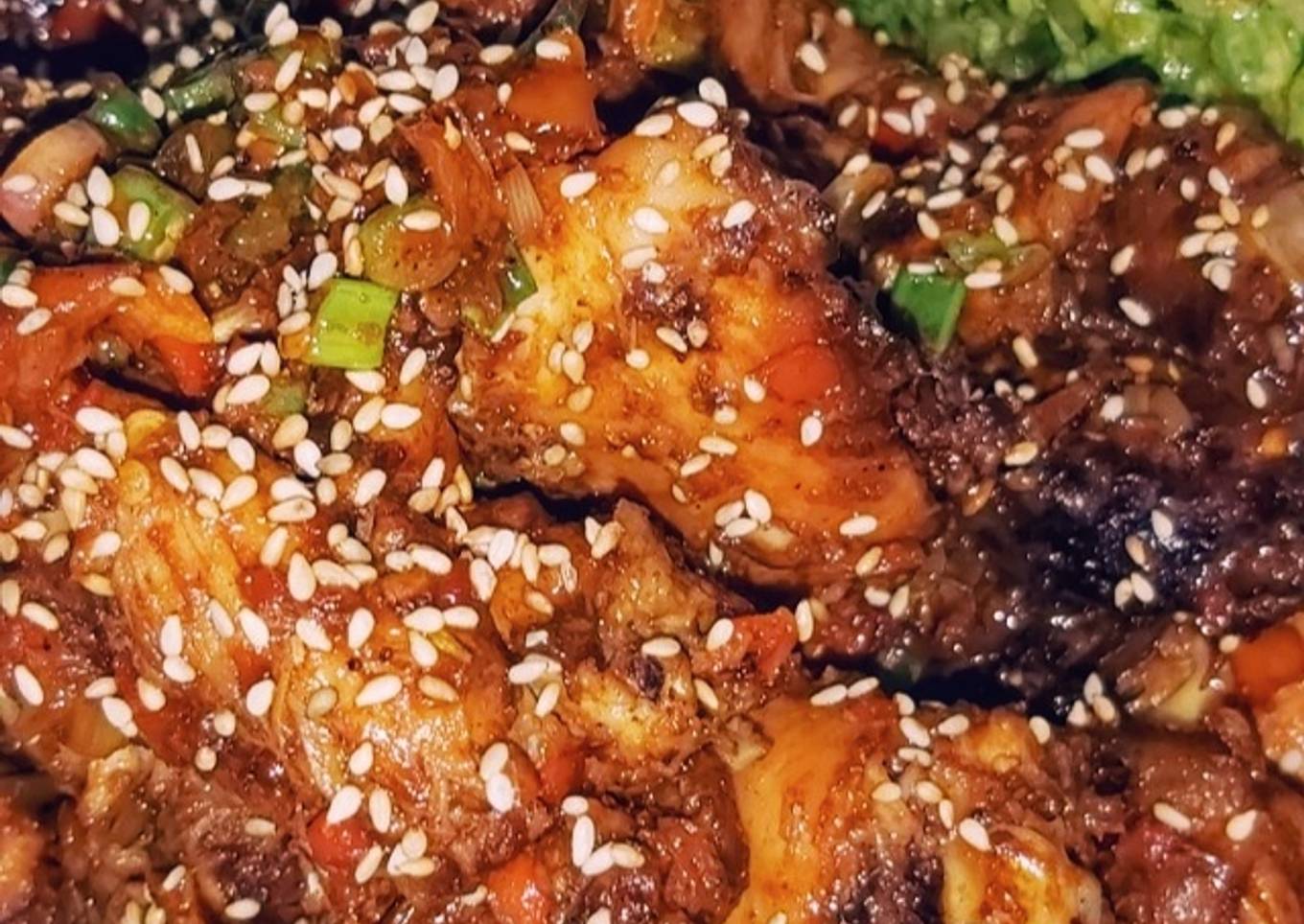 Grilled chicken with sweet and sour glaze