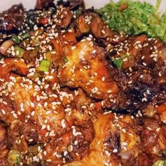 Grilled chicken with sweet and sour glaze A picture of Grilled chicken with sweet and sour glaze.