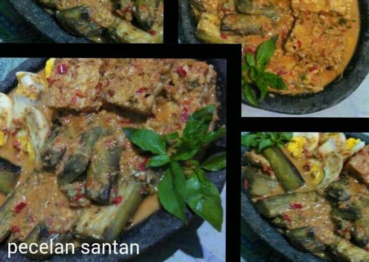 Pecelan santan tempe, telur, terong