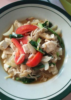 Foto resep Tumis tahu, enoki dan sawi