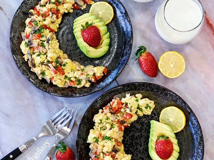 Easy Way Make Recipe Ham and Mushrooms Scramble Eggs that is Really Delicious, Really Delicious}