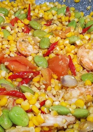 Foto resep Jagung tumis pete udang