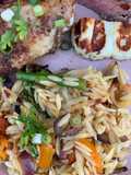 Roast veg orzo and Chinese chicken