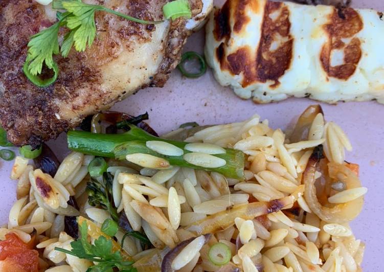 Simple Way to Prepare Award-winning Roast veg orzo and Chinese chicken