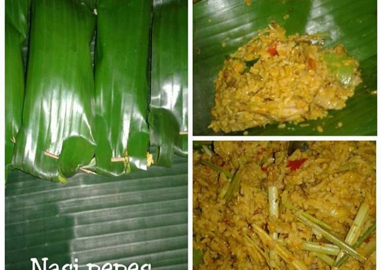 Nasi pepes bumbu Rujak