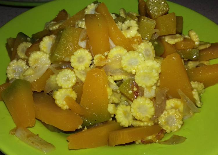 Bumbu Menyiapkan Tumis labu kuning dan jagung muda yang Bisa Manjain Lidah