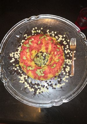 A picture of Semolina Beetroot steamed cake.