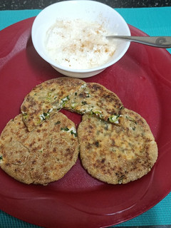 A picture of Rajgira paratha stuffed with Paneer. (Vrat Special).