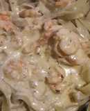 Pasta con camarones y crema con whisky