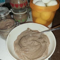 Hard boiled egg chocolate mousse A picture of Hard boiled egg chocolate mousse.