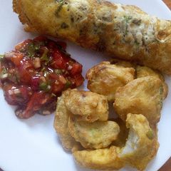 A picture of Sweet potato Viazi Karai With fried eggs.