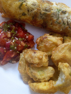 A picture of Sweet potato Viazi Karai With fried eggs.