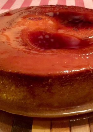 Una foto de Flan de queso