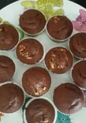 Una foto de Magdalenas de chocolate rellenas de chocolate blanco