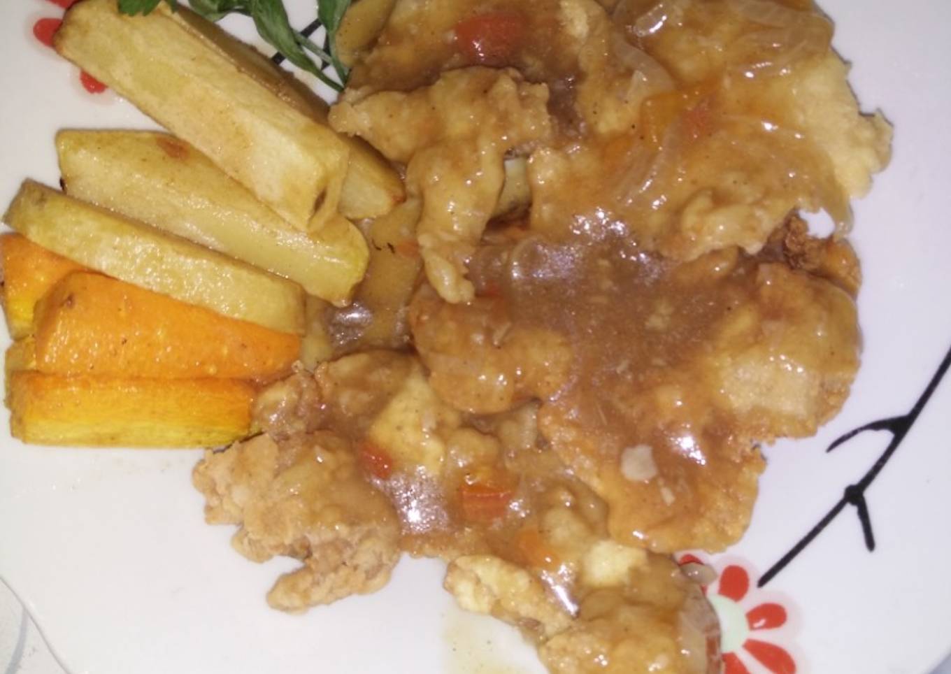 Steak ayam crispy pedas ♥️
