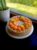 Puffed Rice and Almond Tart with Tropical Fruit Cream