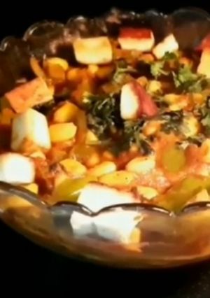 A picture of Corn capsicum paneer masala.