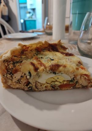 Una foto de Tarta Cremosa de Pollo y Espinaca