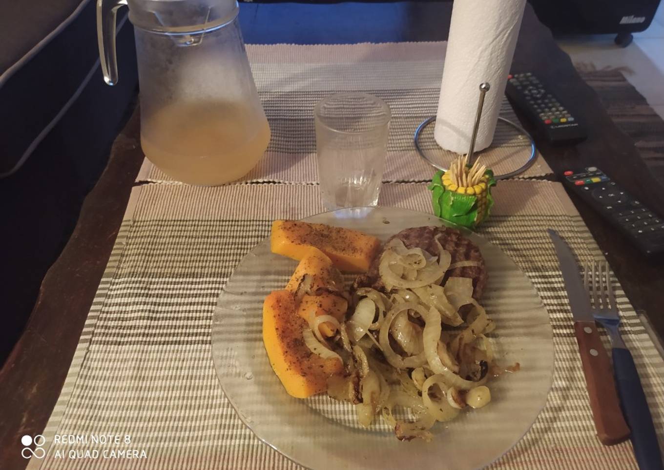 Hamburguesas encebollada con calabaza al microondas