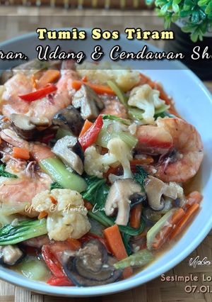 Gambar Tumis Sos Tiram Sayuran, Udang & Cendawan Shitake