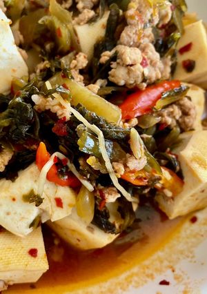 รูปของ เต้าหู้แคระผัดหมูสับกิมจิยูนนาน 🌶️🧄