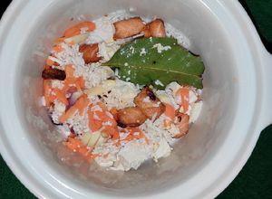 Foto resep MPASI 6+ Bubur Salmon Tahu Wortel #mpasi6bulan #slowcooker