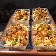 Candy pasta and orange chicken sauce😋 A picture of Candy pasta and orange chicken sauce😋.