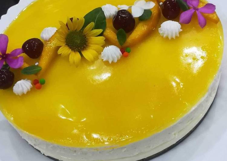 Easiest Way to Make Super Quick Homemade No bake Mango cheesecake by chef tayyaba younas