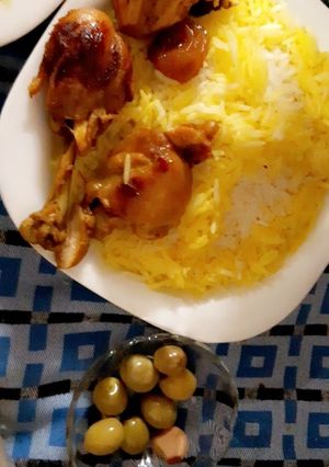 عکسی از دستور گوشت مرغ ذعفرونی و برنج