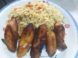 Indomine and fried plantain