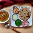 Bajra Roti with saag/Jaggery/chutney