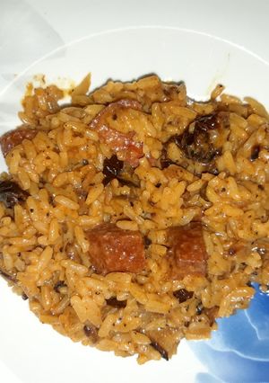 Une photo de Risotto au chorizo et tomates rôties