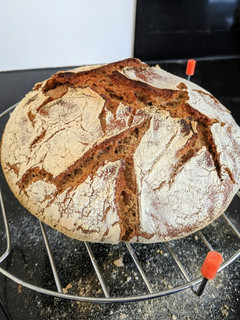 A picture of No-knead rustic sourdough bread.