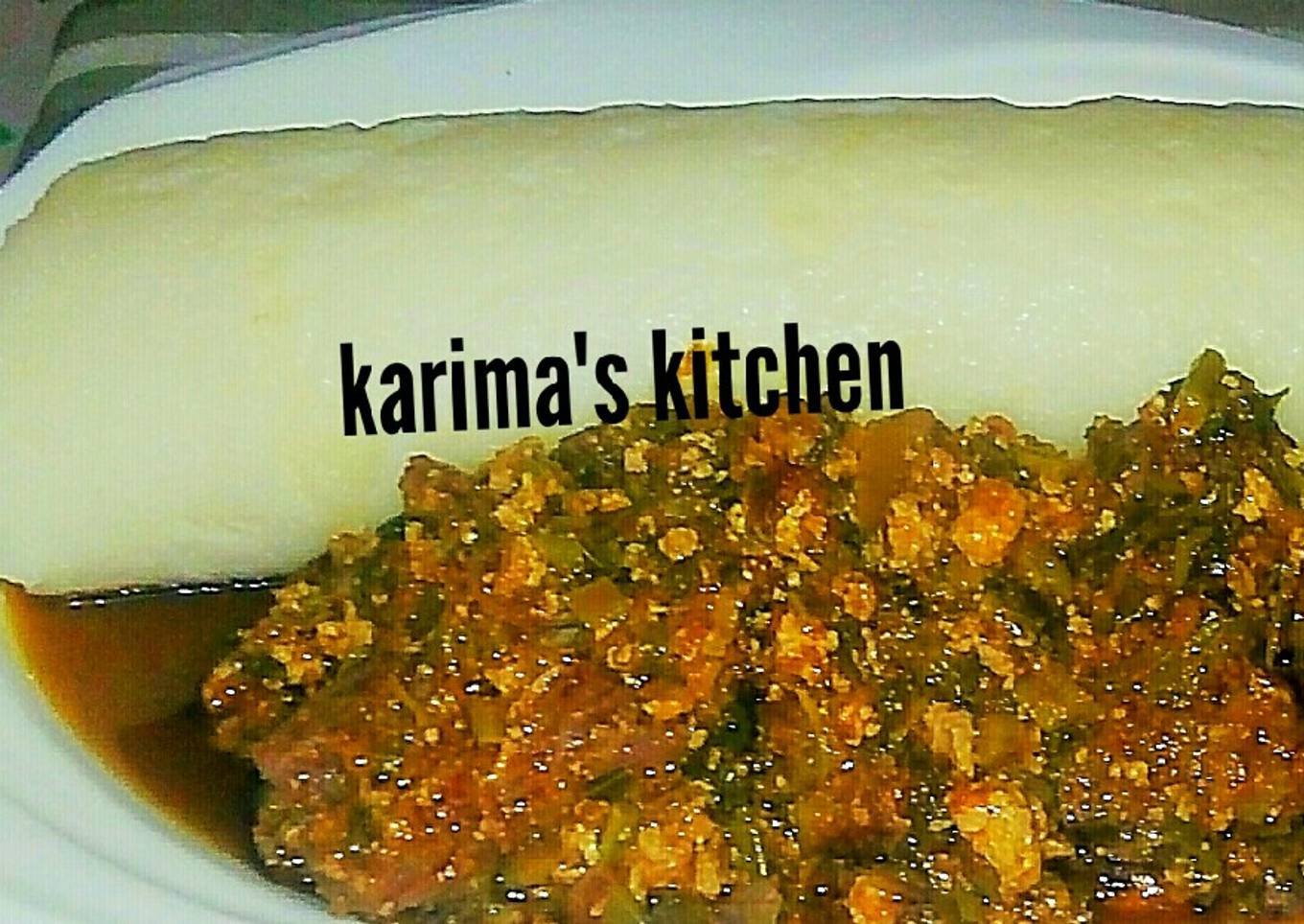 Pounded yam/vegetable soup