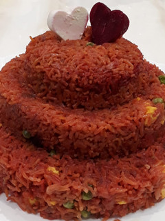 A picture of Beetroot paneer pulav.