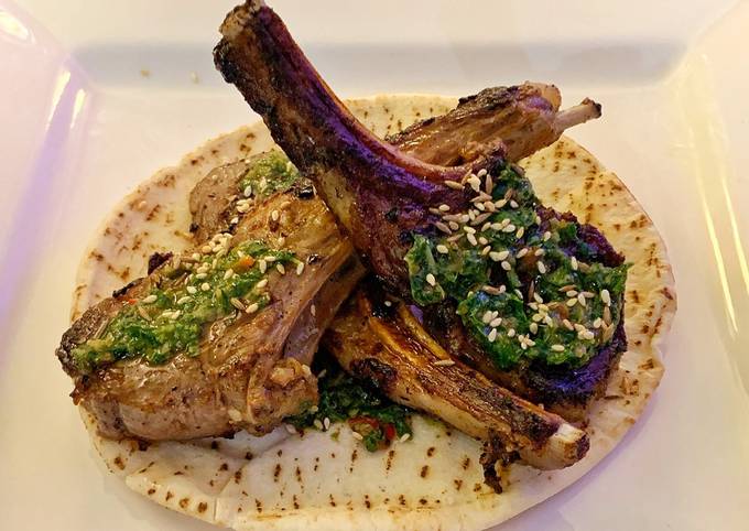 Crispy lamb chops and a Cypriot salsa verde