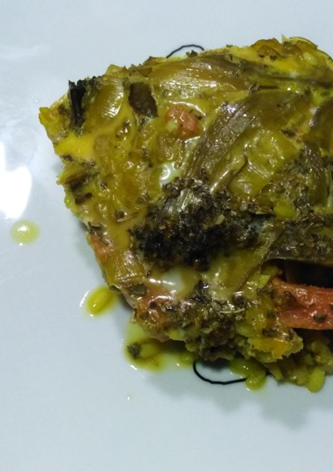 Una foto de Arroz de verduras al horno con costra