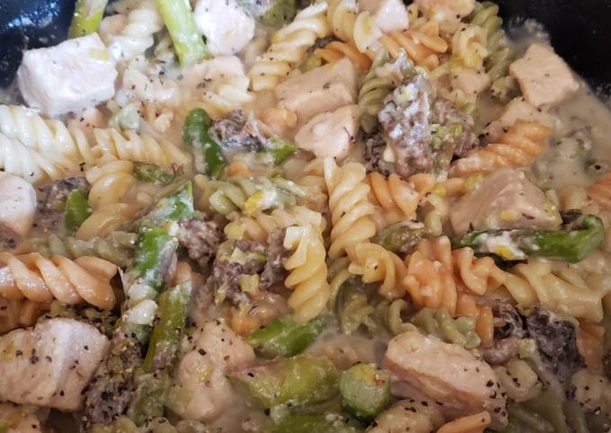 Simple Way to Prepare Speedy Mushroom and Asparagus Chicken Pasta