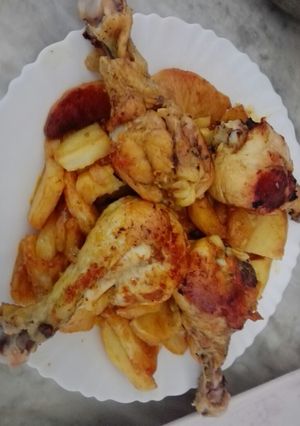 صورة لوصفة دجاج محمر بالبطاطا