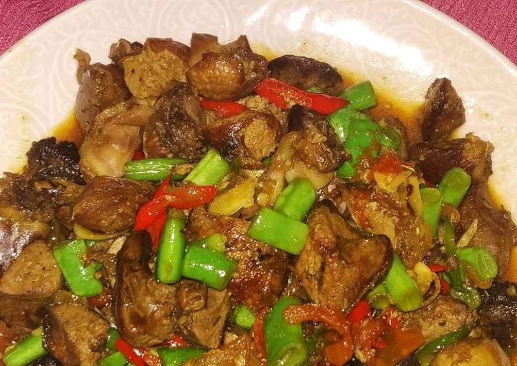 Cara mudah memasak Ati ampela buncis pedas manis Anti Gagal