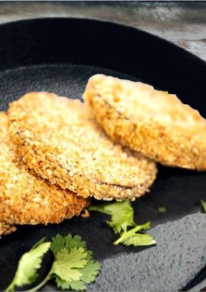 Una foto de Berenjenas fritas con avena