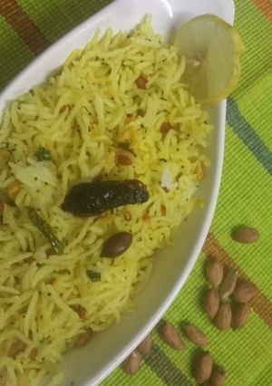 A picture of Lemon rice from left over rice.