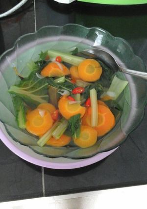 Foto resep sayur sawi hijau & wortel simple