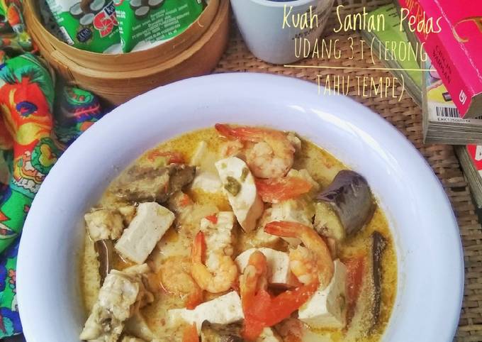 Cara Bikin Kuah Santan Pedas Udang 3 T (Terong Tahu Tempe) Istimewa