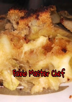 A picture of Artichoke Casserole with Smoked Scamorza and Seasoned Breadcrumbs.