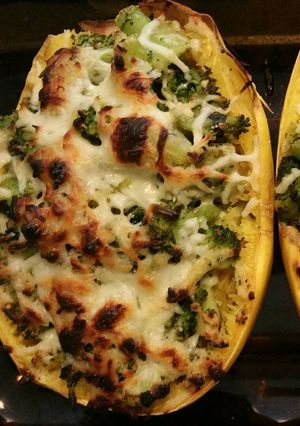 A picture of Spaghetti Squash Lasagna with Broccolini.